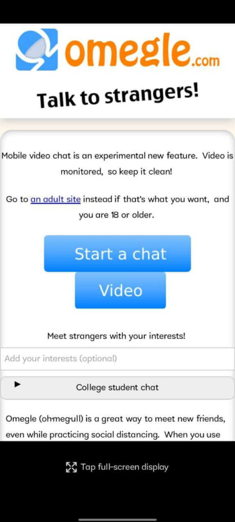 Omegle: Talk to Strangers APK Apps Download for Android 1